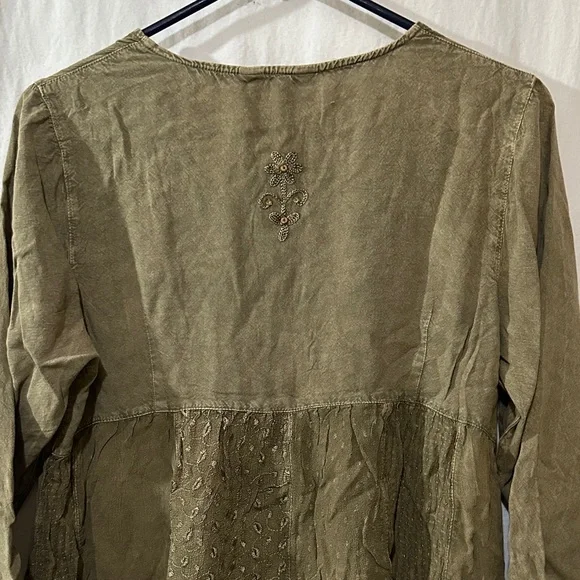 Young Threads Olive Embroidered Women's Top - Picture 5 of 8